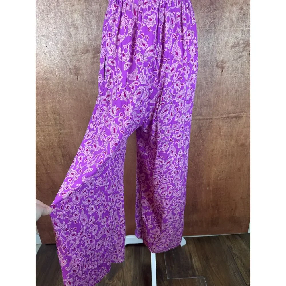 Knox Rose pants romper jumpsuit purple paisley floral boho SMALL - Picture 12 of 15